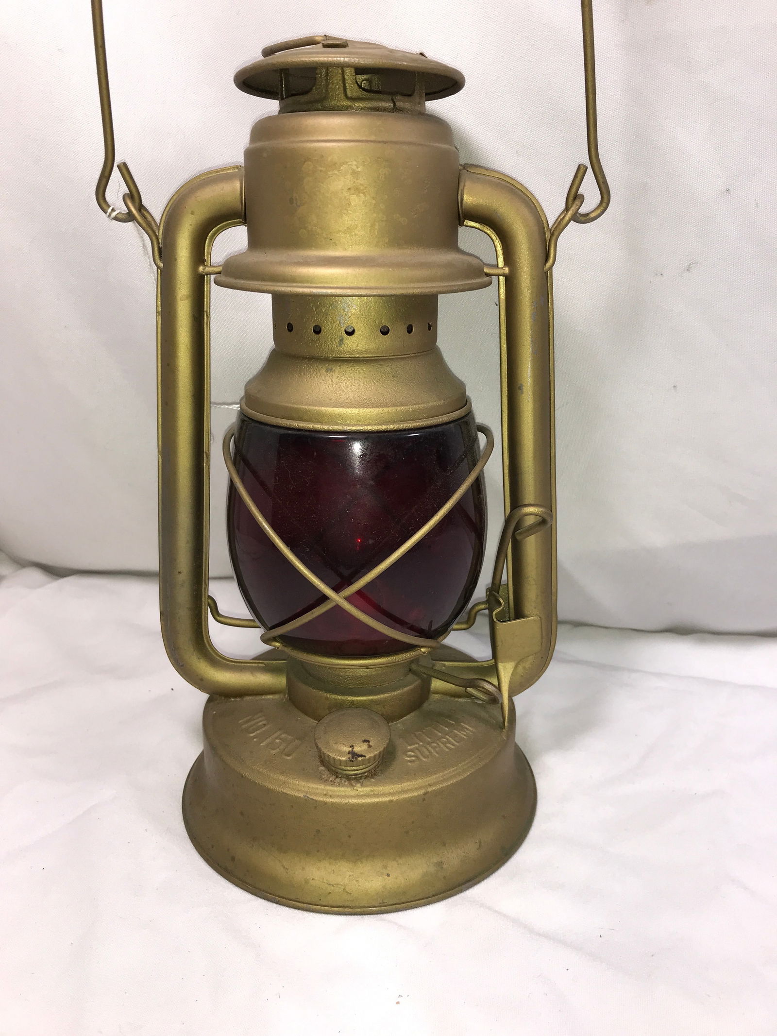 Vintage Dietz style Lantern w/ Red Glass Shade (1 of 4)