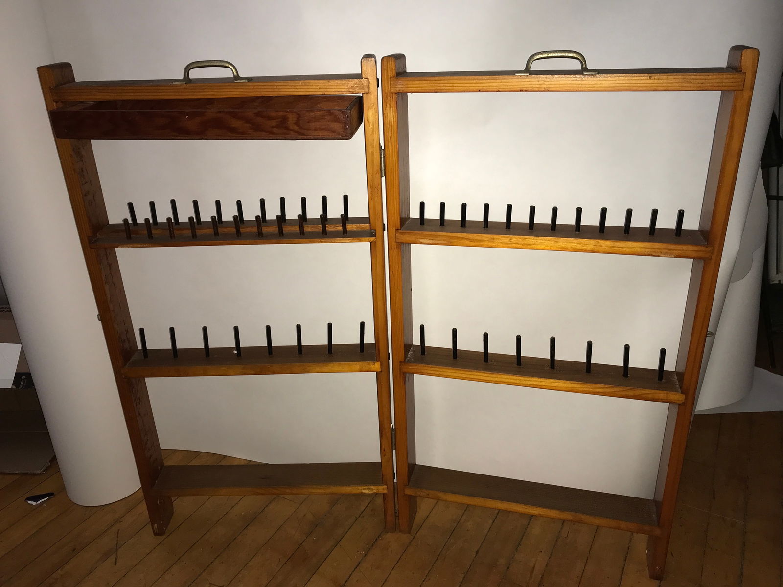 Vintage Wood Folding Spool Holder Rack (1 of 4)