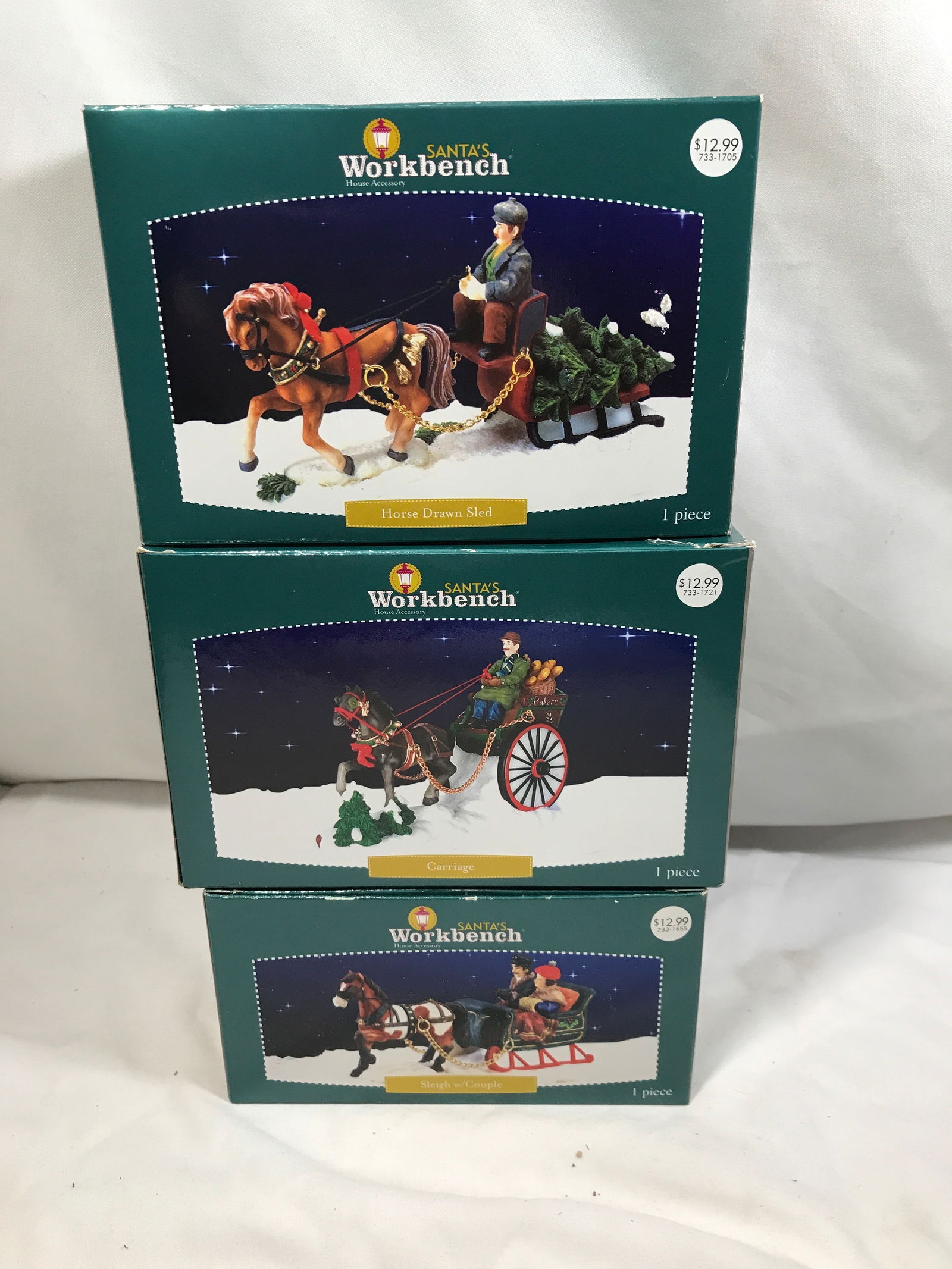 Santa’s Workshop Carriage & Sleds (3): All 3 in original boxes