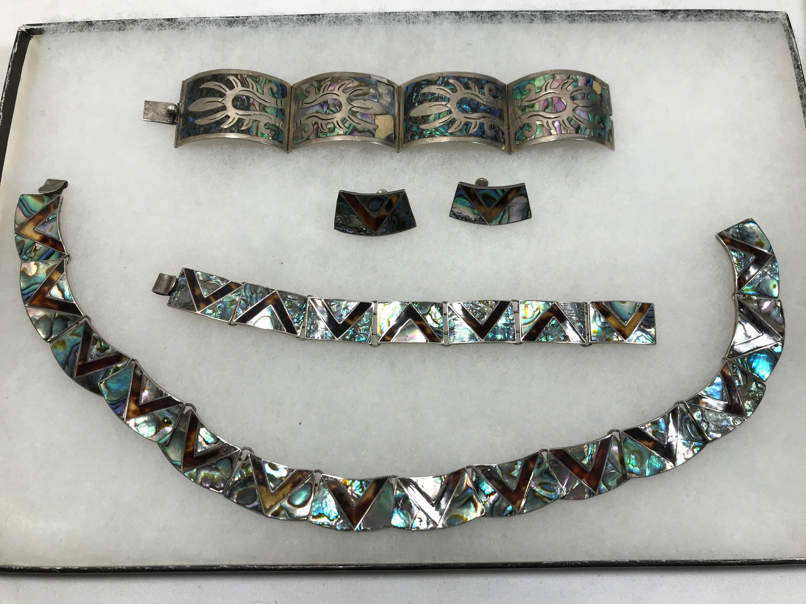 Mexican Sterling Abalone Inlay Jewelry Collection: .