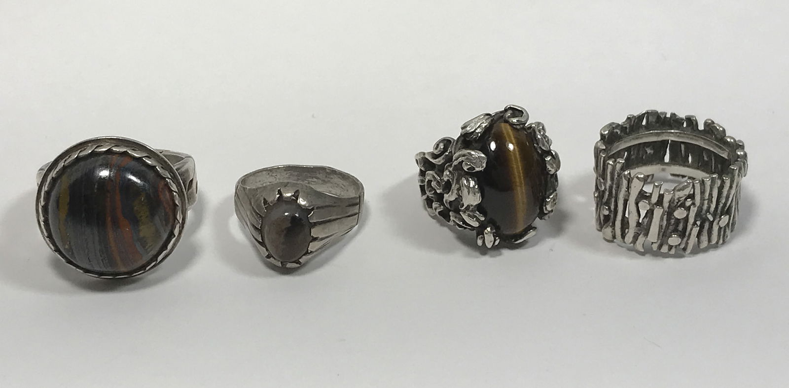 Sterling Rings (4) Including Tigers Eye (1 of 3)