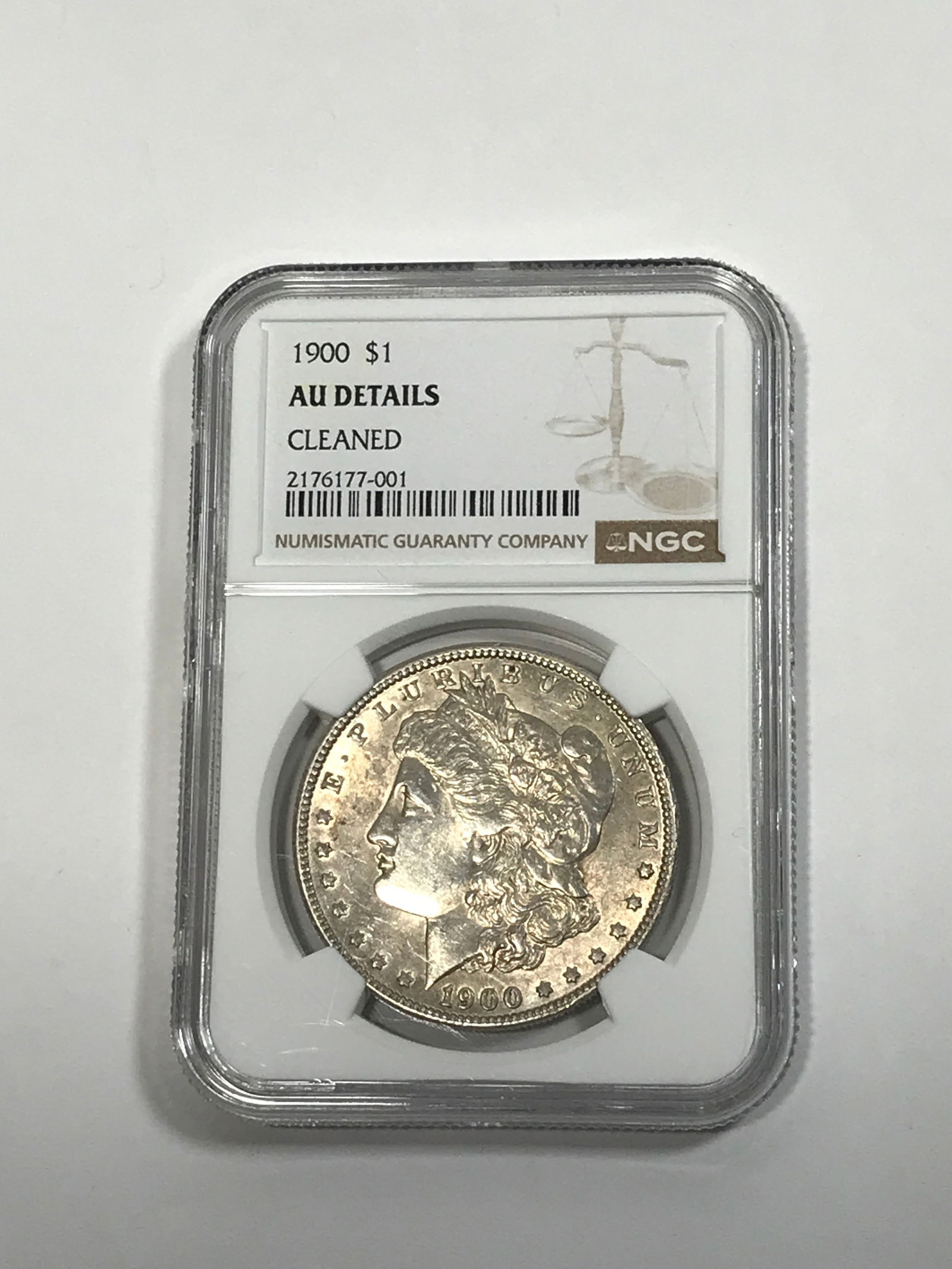 1900 Morgan Dollar AU Graded: Graded by NGC, AU Details Cleaned