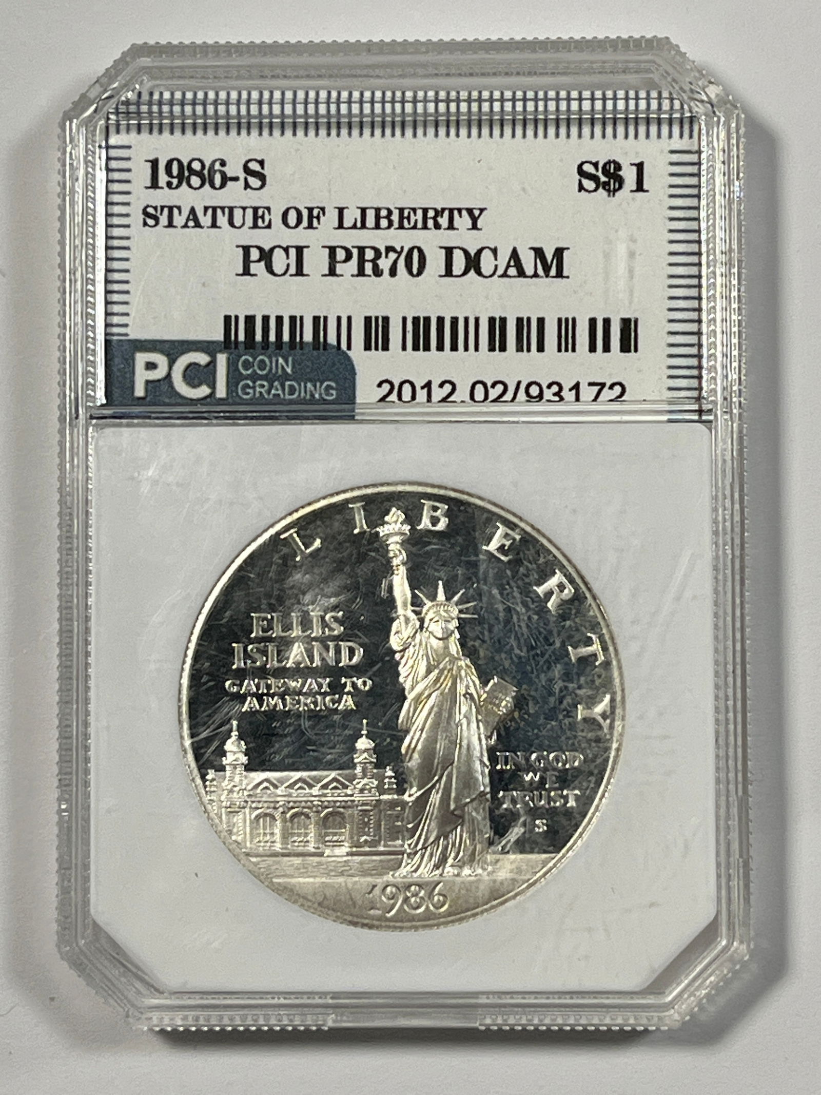 1986-S Statue of Liberty PCI MS70: PCI coin grading