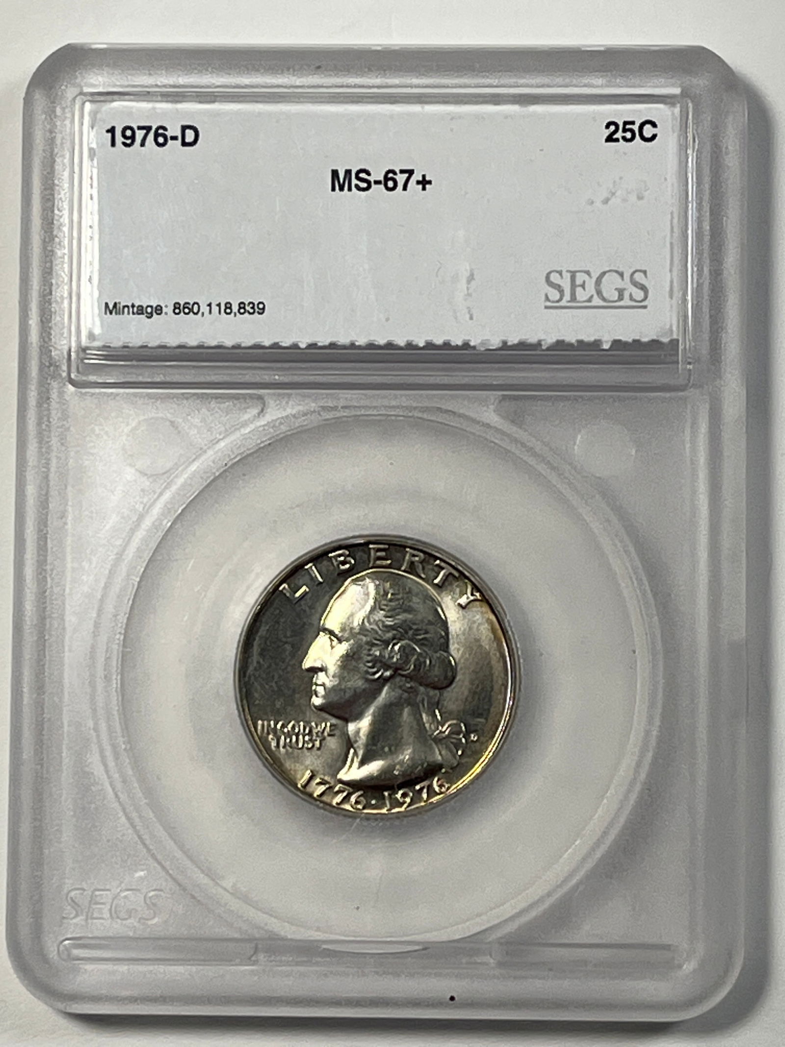 1976-D Bicentennial Quarter MS67+: SEGS