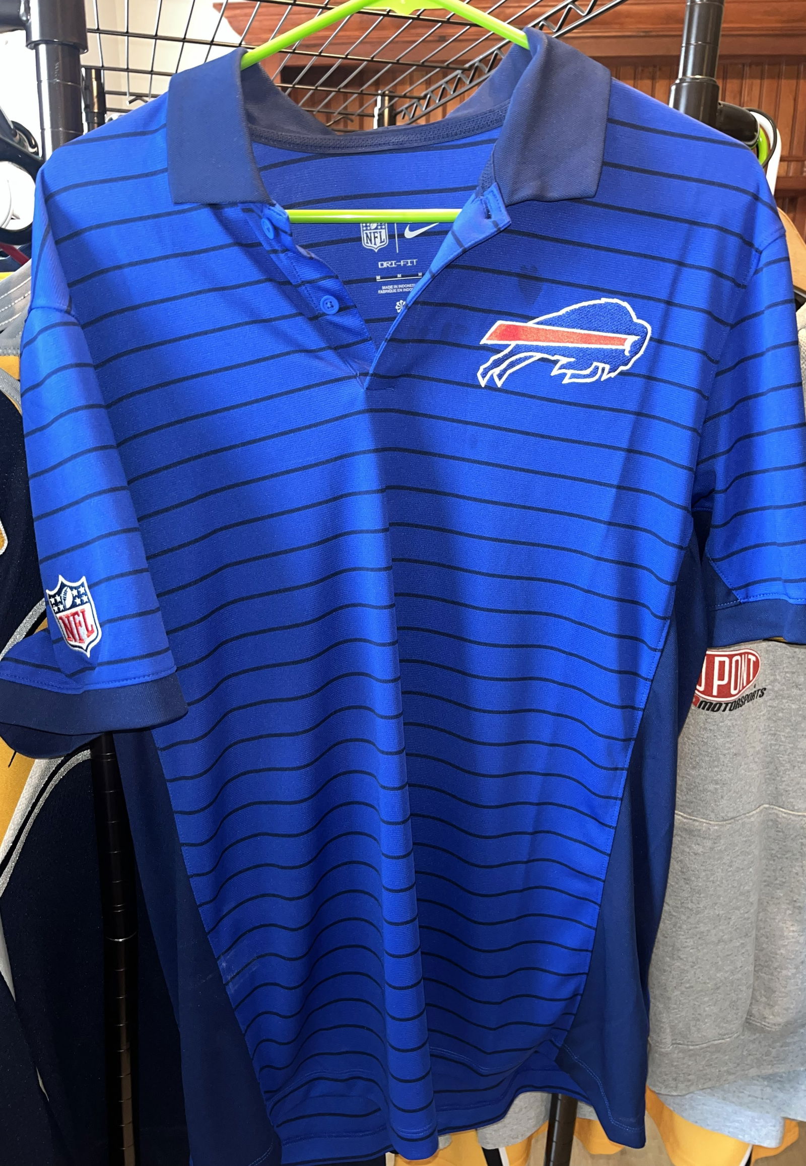 Buffalo Bills Blue Striped Nike Collar Shirt: Looks New! Size M