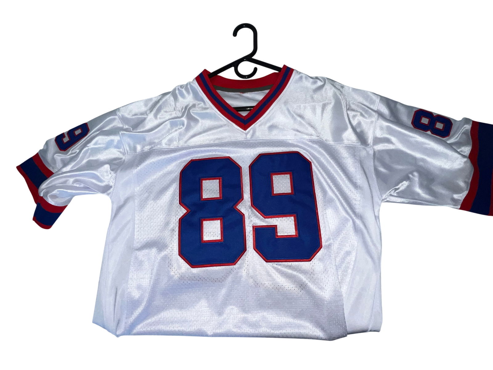Steve Tasker Buffalo Bills White Jersey: Large, Custom football jersey, maker unknown, modern.