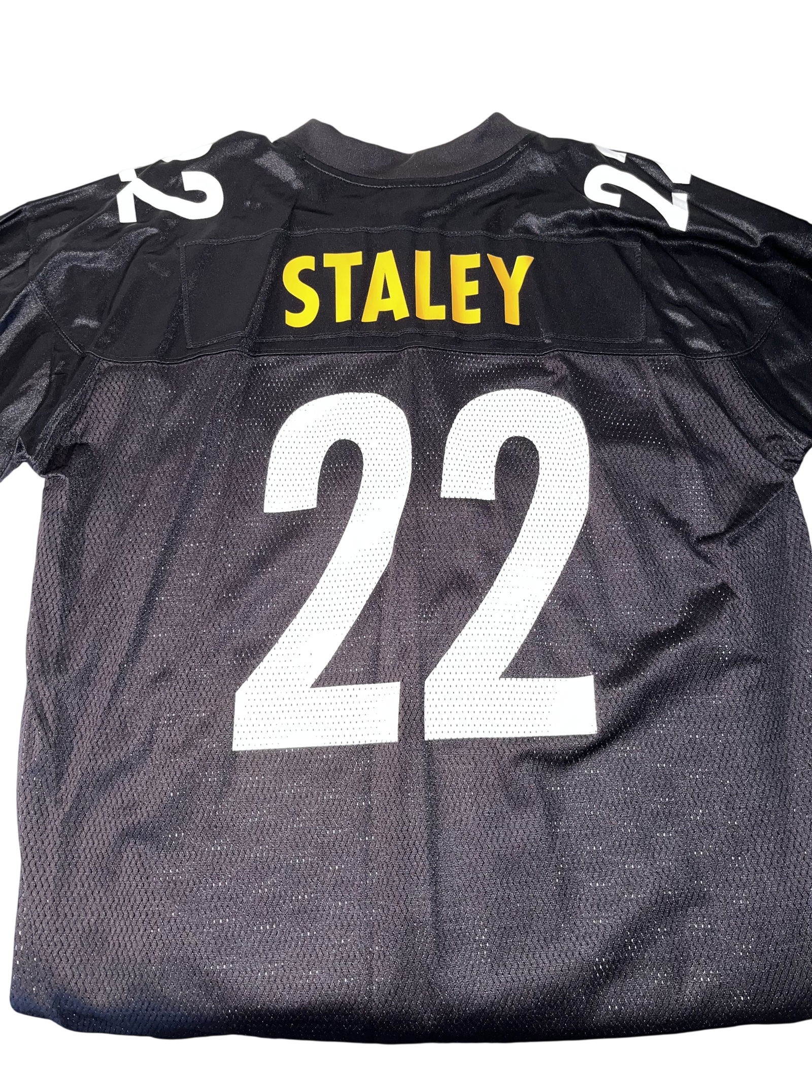 Duce Staley Pittsburgh Steelers Reebok NFL Replica Jersey XL: This is a Reebok NFL Equipment replica jersey for former Pittsburgh Steelers running back Duce Staley. Staley, a key member of the Super Bowl XL championship team, wore number 22 during his tenure wit