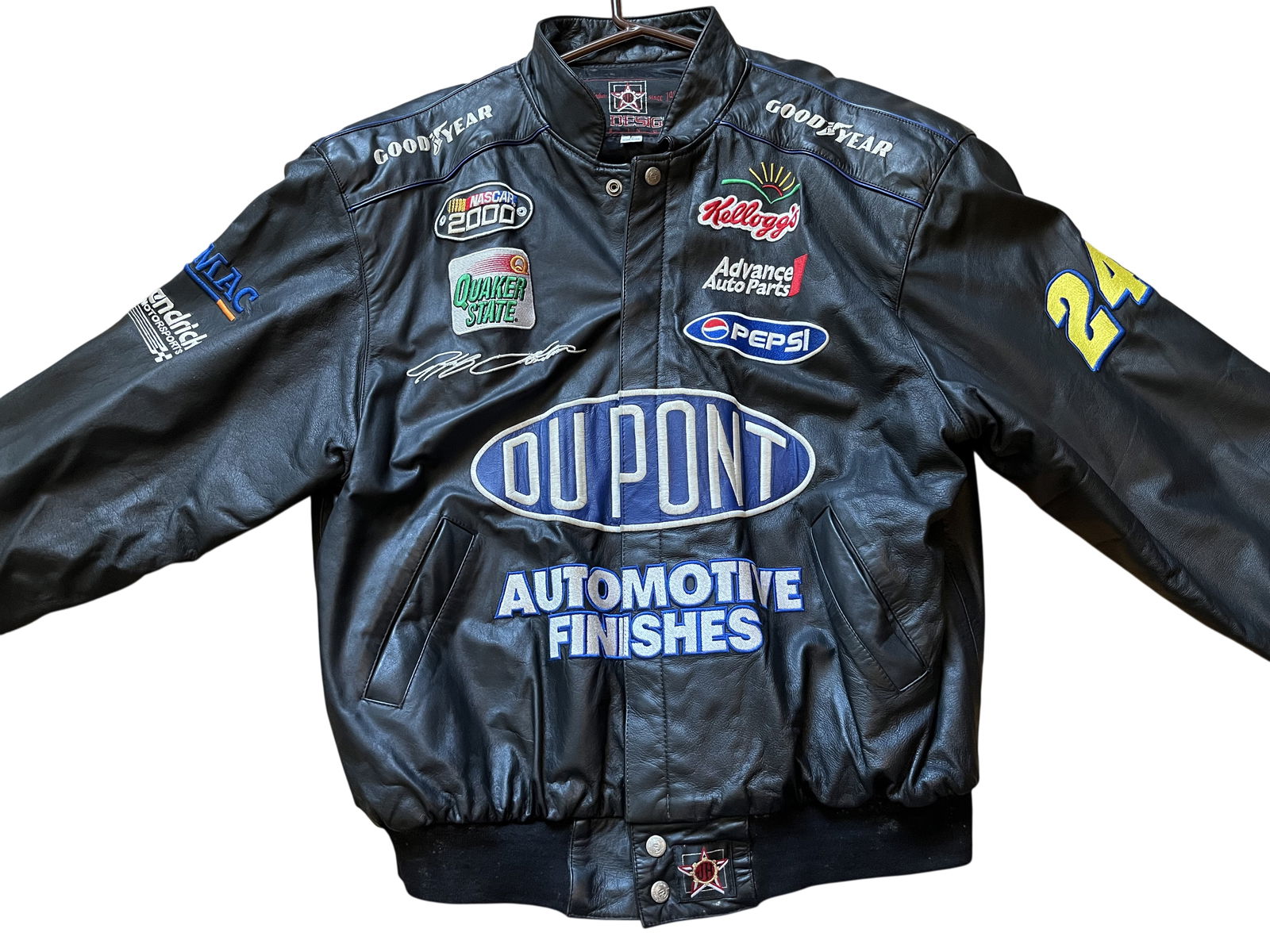 2000 JH Design Jeff Gordon #24 DuPont NASCAR Leather Racing Jacket Size L (1 of 10)