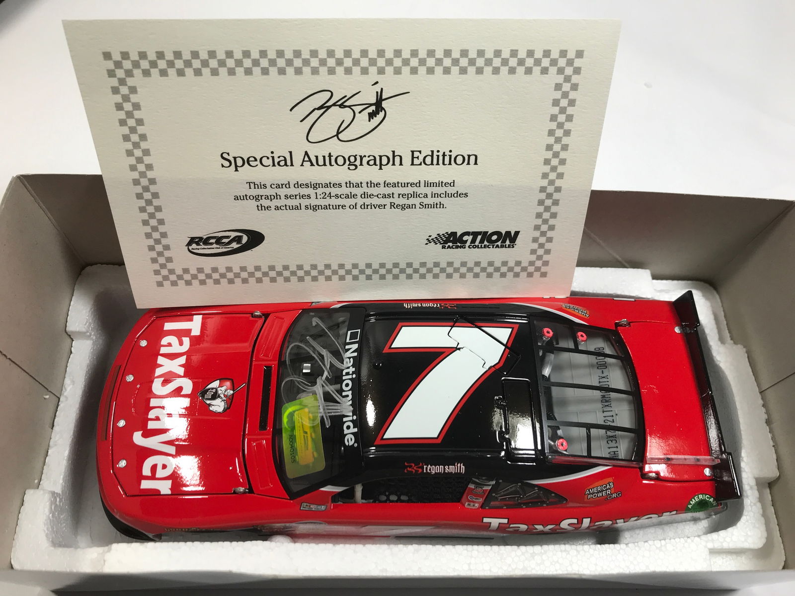 Regan Smith autographed 2013 Camaro: #7 TaxSlayer / 1 of 500 in org box