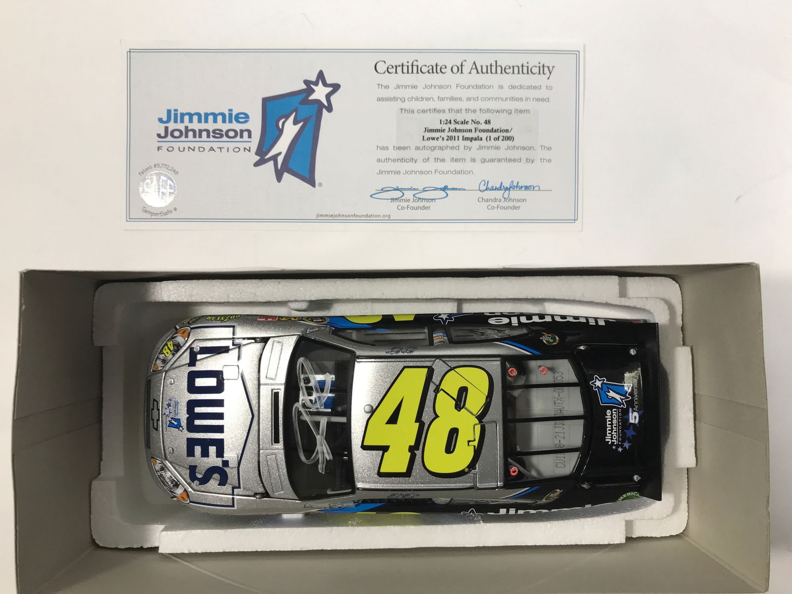 Jimmie Johnson autographed 2011 Impala: #48 Jimmie Johnson Foundation/ 1 of 200 in org box