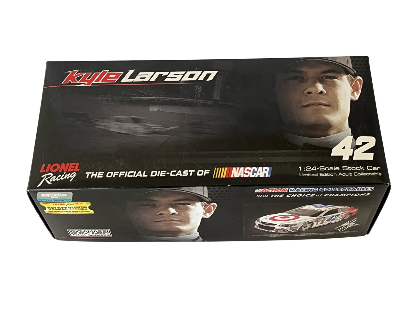 Lionel Racing Kyle Larson Signed 2014 #42 Target NASCAR Salutes Die-Cast Stock Car with COA: This is a limited edition 1:24 scale die-cast model of the #42 Target Chevrolet SS driven by Kyle Larson during the 2014 NASCAR Cup Series season. Produced by Lionel Racing under the Action Racing Col