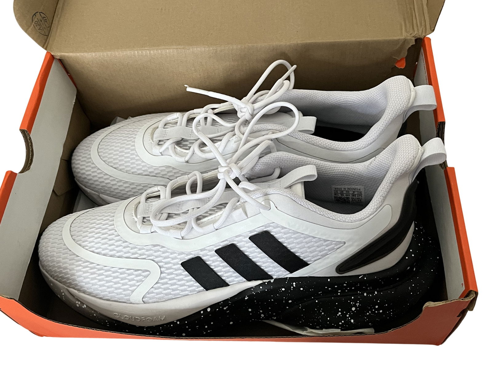 Adidas Kaptir Flow Athletic Sneakers, White Mesh with Paint-Splatter Midsole (1 of 2)