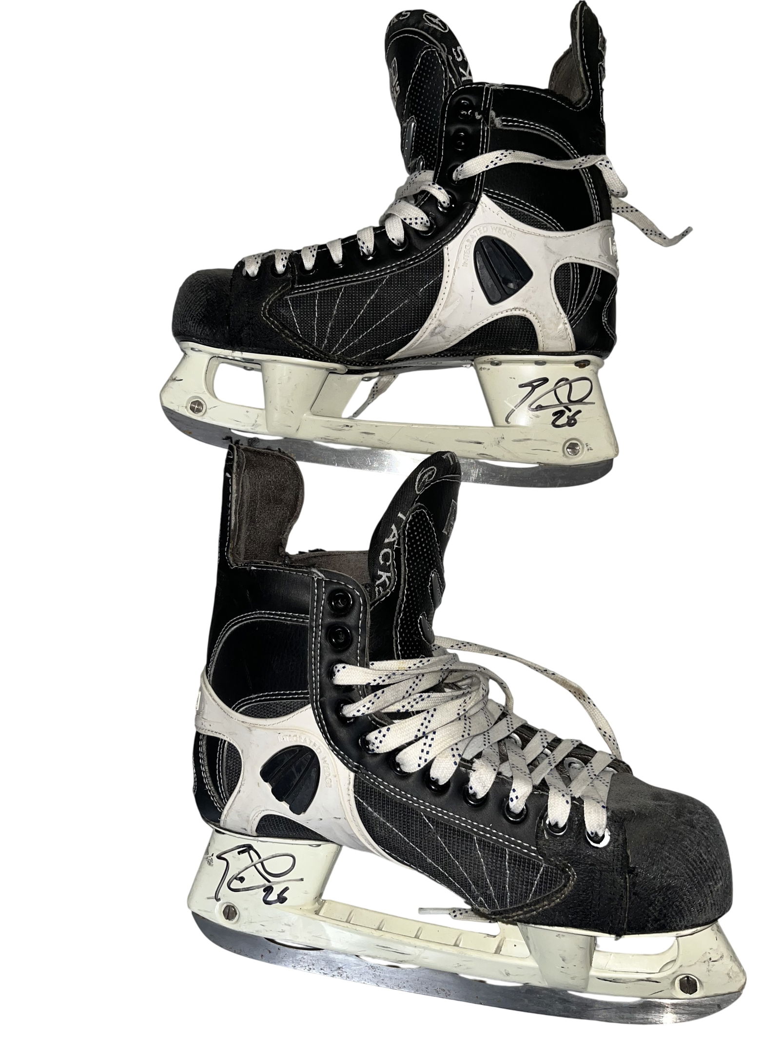 Eric Boulton Buffalo Sabres Signed Skates w/ Trading Card: This lot features a pair of game-used CCM Pro Tacks ice hockey skates attributed to NHL enforcer Eric Boulton during his tenure with the Buffalo Sabres. Features a signature in black ink accompanied b