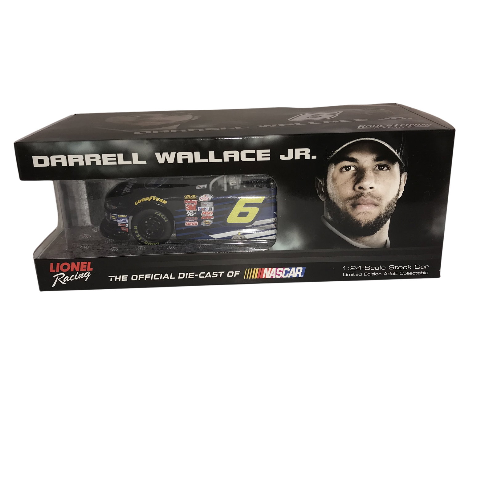 Lionel Racing 2015 Darrell Wallace Jr. #6 EcoBoost Ford Mustang Autographed 1:24 Scale Die-Cast: Lionel Racing Action Racing Collectables 1:24 scale die-cast stock car, 2015. This model represents Darrell Wallace Jr.’s #6 EcoBoost Ford Mustang driven for Roush Fenway Racing and features a die-c