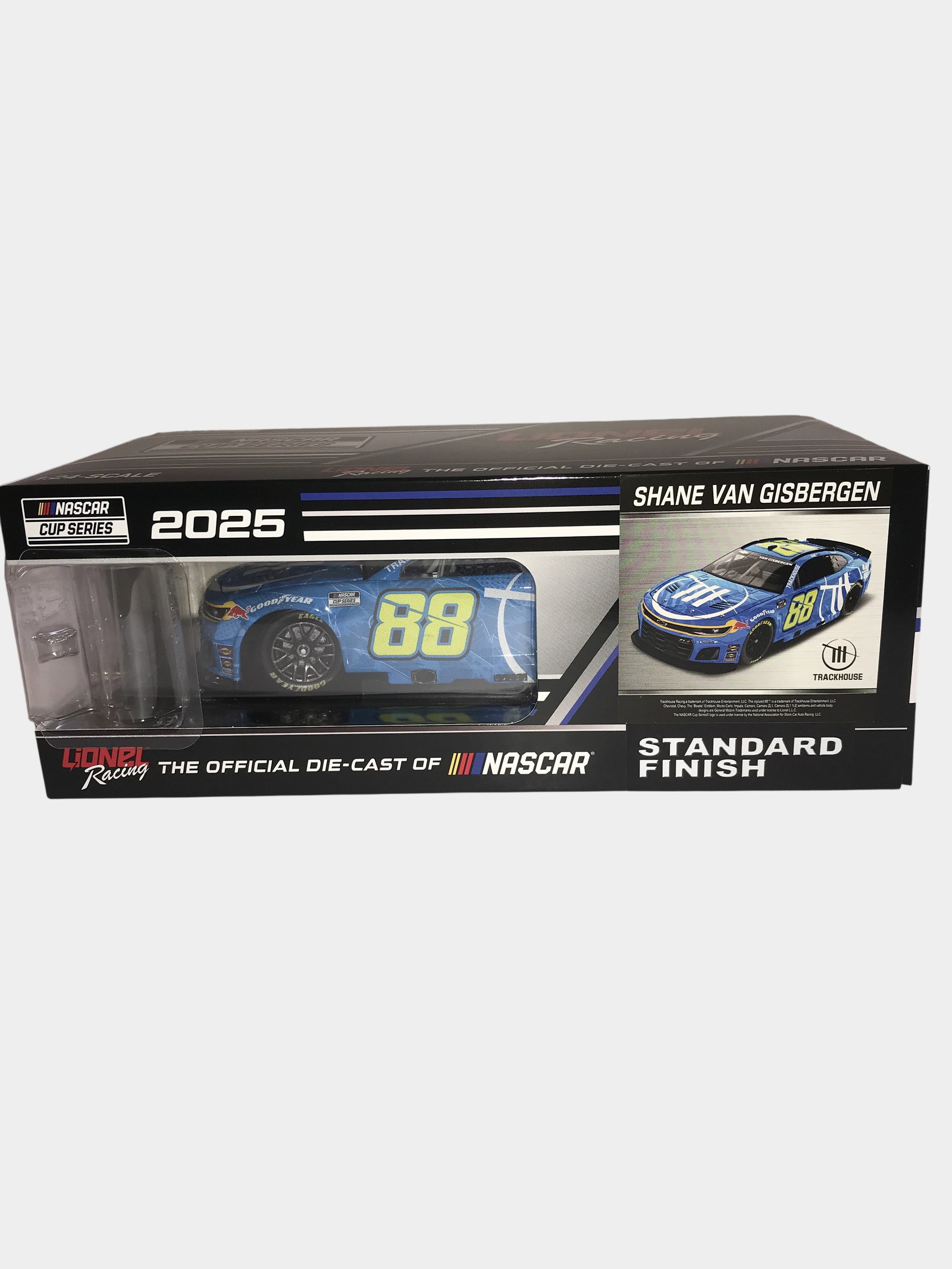 Signed Shane Van Gisbergen #88 Trackhouse Racing 2025 Chevrolet Camaro: New in Box, Never Opened! 1:24 scale die-cast model is manufactured by Lionel Racing under the Action Racing Collectables line. The vehicle represents the #88 Trackhouse Racing Chevrolet Camaro. Autog