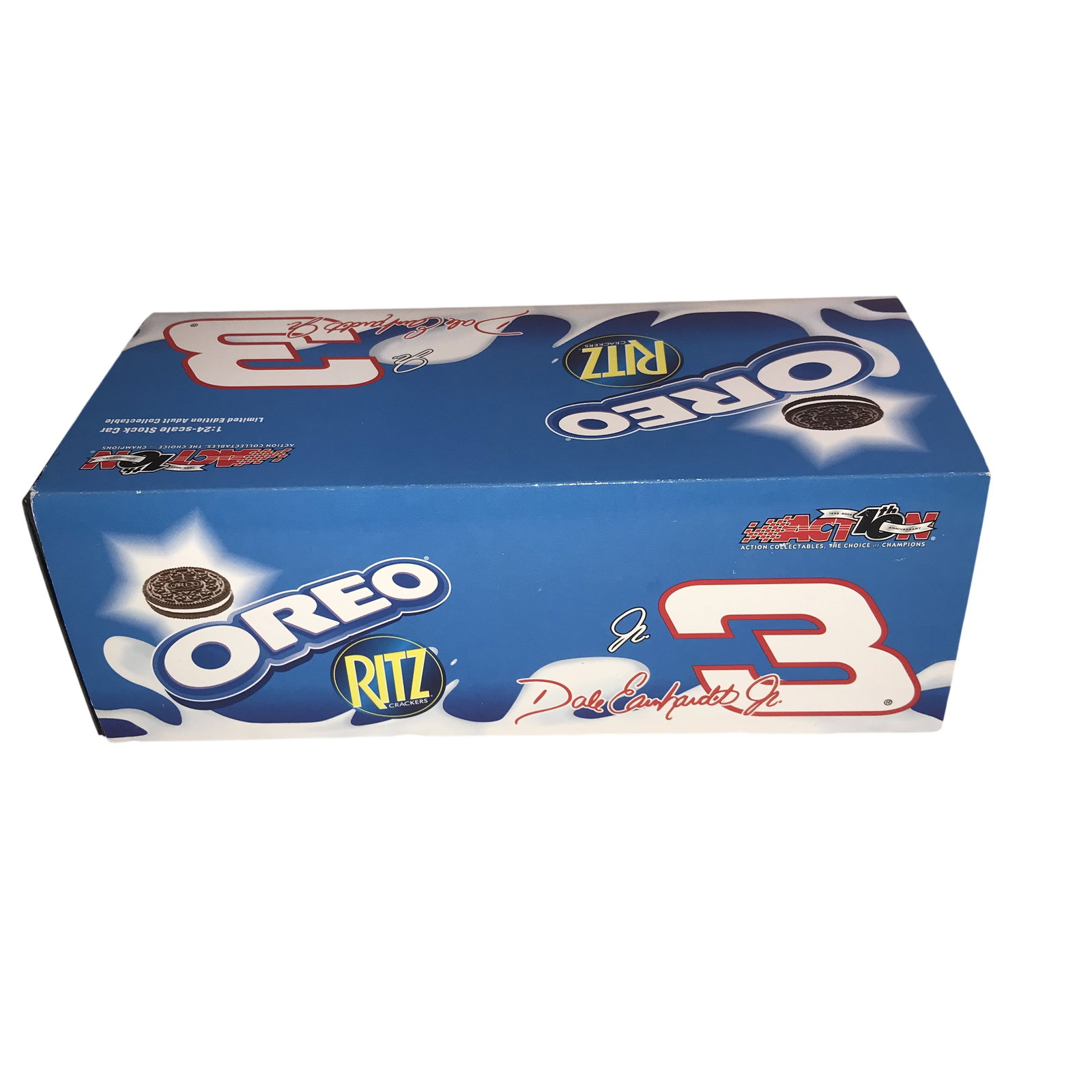 Action Racing Collectables Dale Earnhardt Jr. #3 Oreo Ritz 2002 Monte Carlo 1:24 Scale Die-Cast: Action Racing Collectables 1:24 scale die-cast model of Dale Earnhardt Jr. #3 Oreo and Ritz sponsored 2002 Chevrolet Monte Carlo. The vehicle is housed in its original decorative packaging featuring N