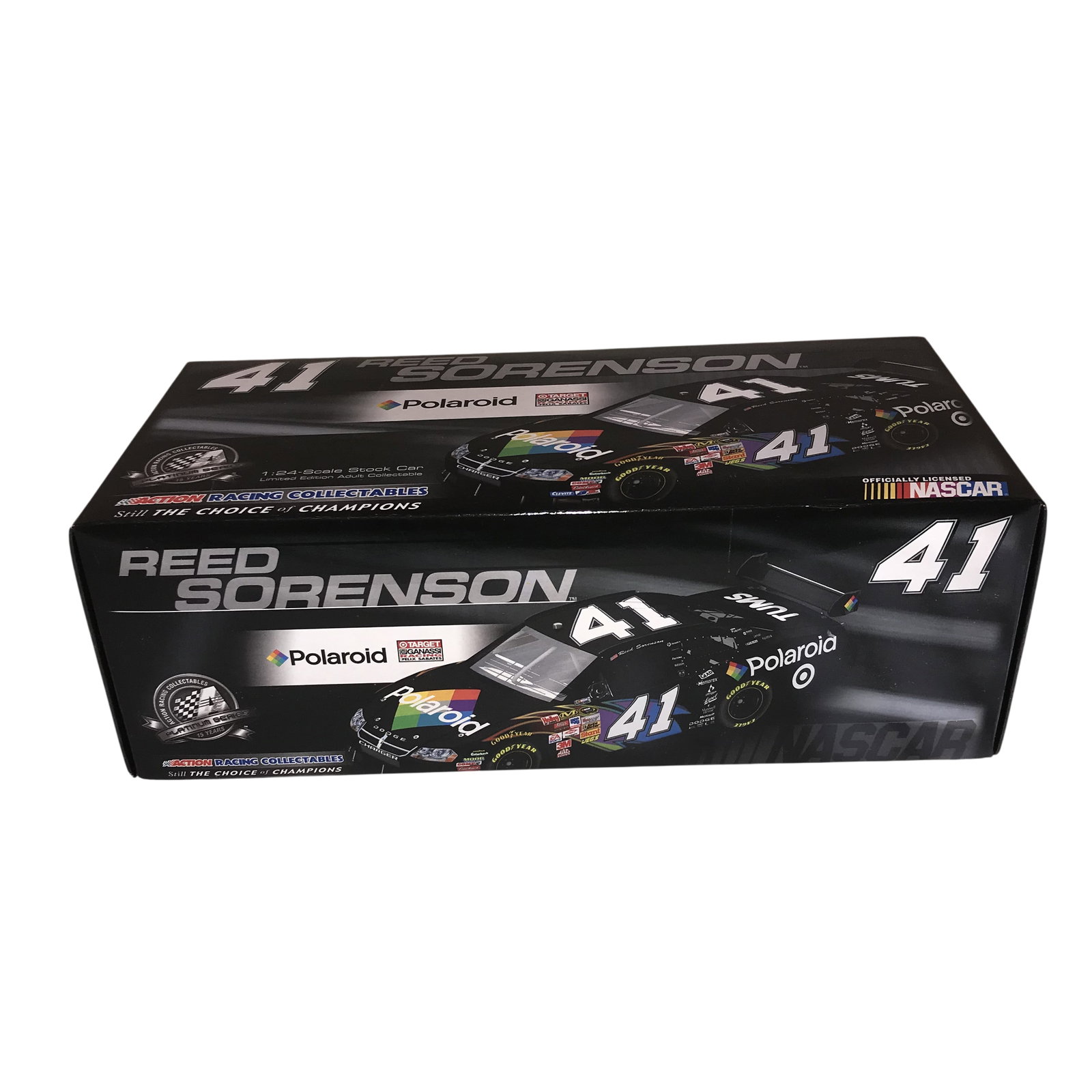 Action Racing Collectables Reed Sorenson #41 Polaroid 2008 Dodge Charger Platinum Series 1:24 Scale: Action Racing Collectables Platinum Series die-cast model of the #41 Polaroid Dodge Charger driven by Reed Sorenson for Chip Ganassi Racing during the 2008 NASCAR season. This 1:24 scale adult collect