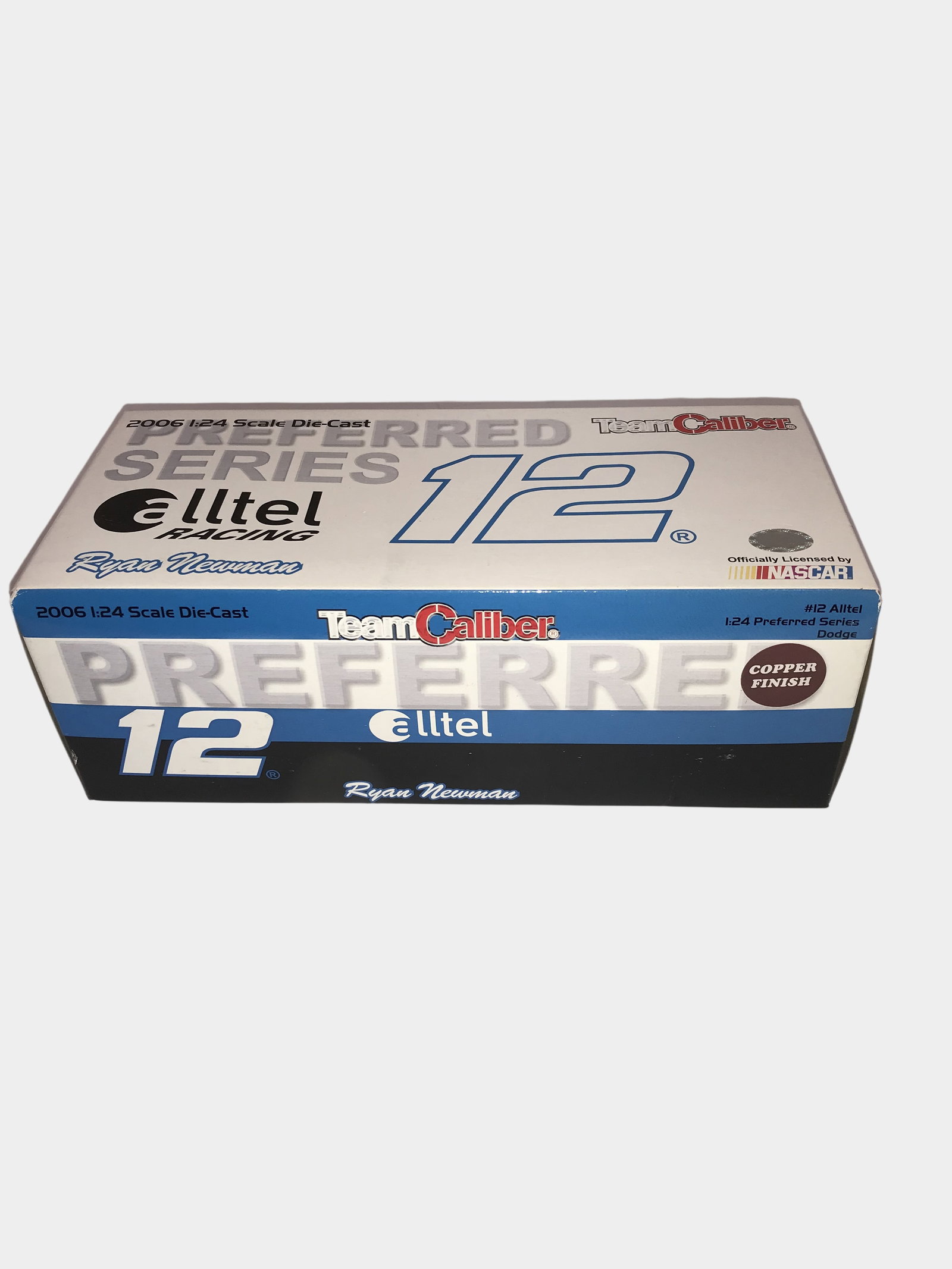 2006 Team Caliber Ryan Newman #12 Alltel Racing Dodge Copper Finish Die-Cast: Signature on Windshield. 1:24 scale die-cast model car is produced by Team Caliber as part of the 2006 Preferred Series. The item represents the #12 Alltel Racing Dodge driven by Ryan Newman. Preferre