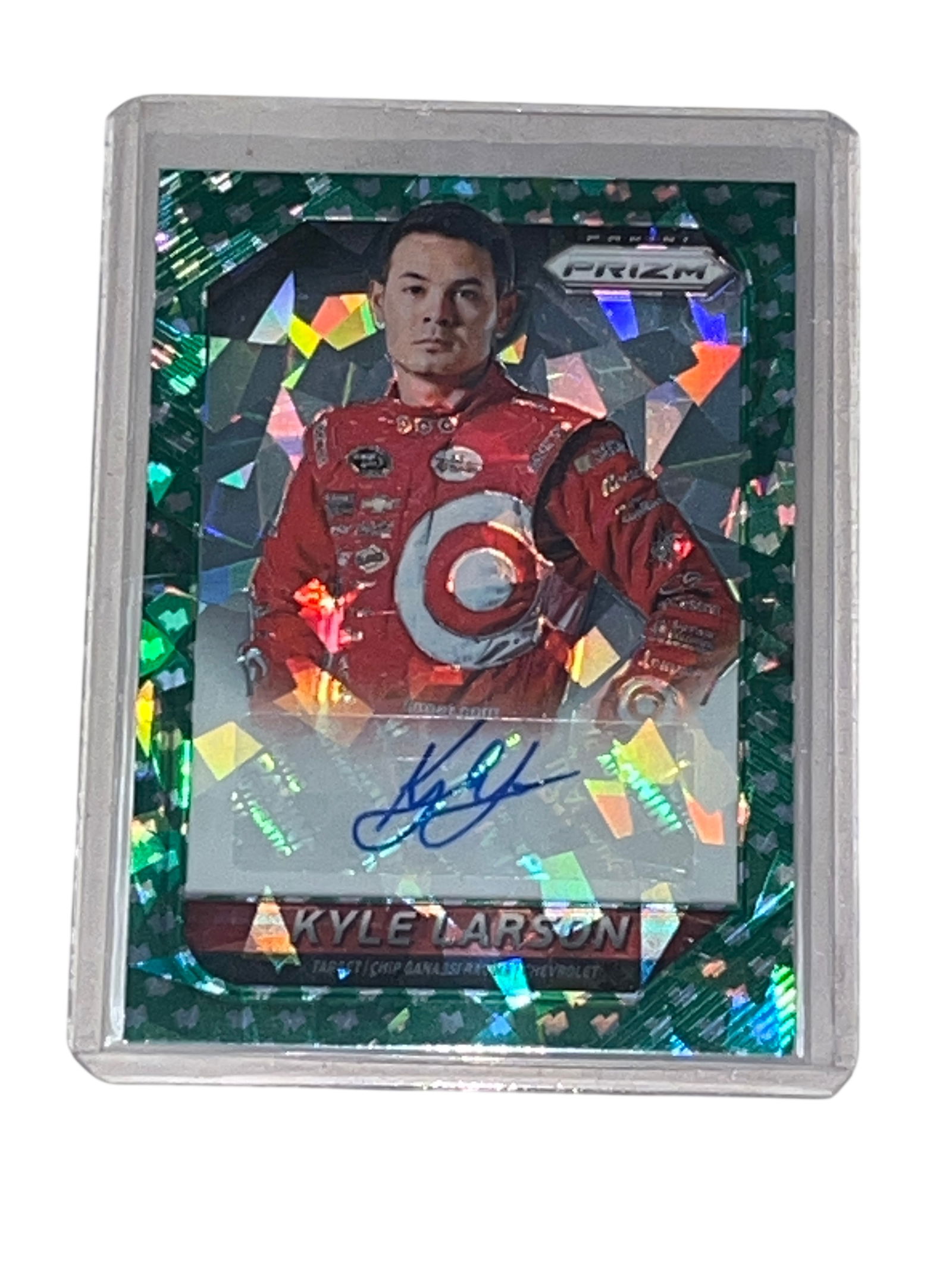 2016 Panini Prizm Racing Kyle Larson Green Pulsar Prizm Autograph 18/50 No. KL (1 of 3)