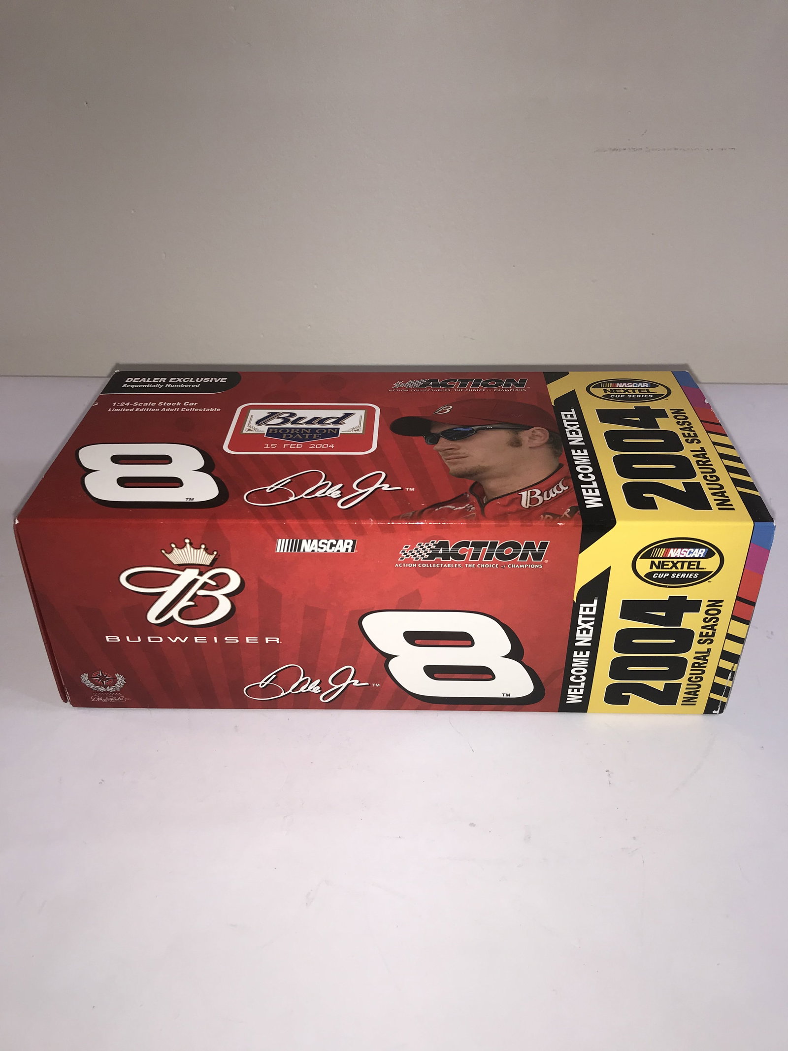 Action Racing Collectables 1:24 Scale Dale Earnhardt Jr. #8 Budweiser 2004 Chevrolet Monte Carlo: This 1:24-scale die-cast replica represents the number 8 Budweiser Chevrolet Monte Carlo driven by Dale Earnhardt Jr. in the 2004 NASCAR Nextel Cup Series. Manufactured by Action Racing Collectables,