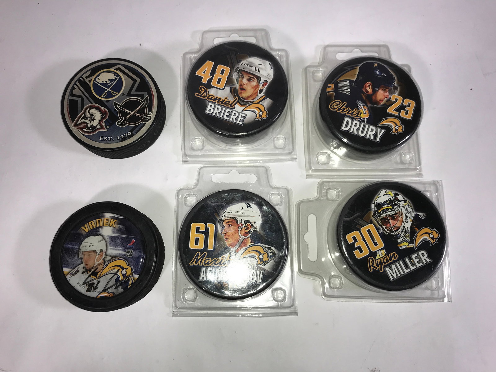 Sabres hockey pucks (6) Mid-2000's: .