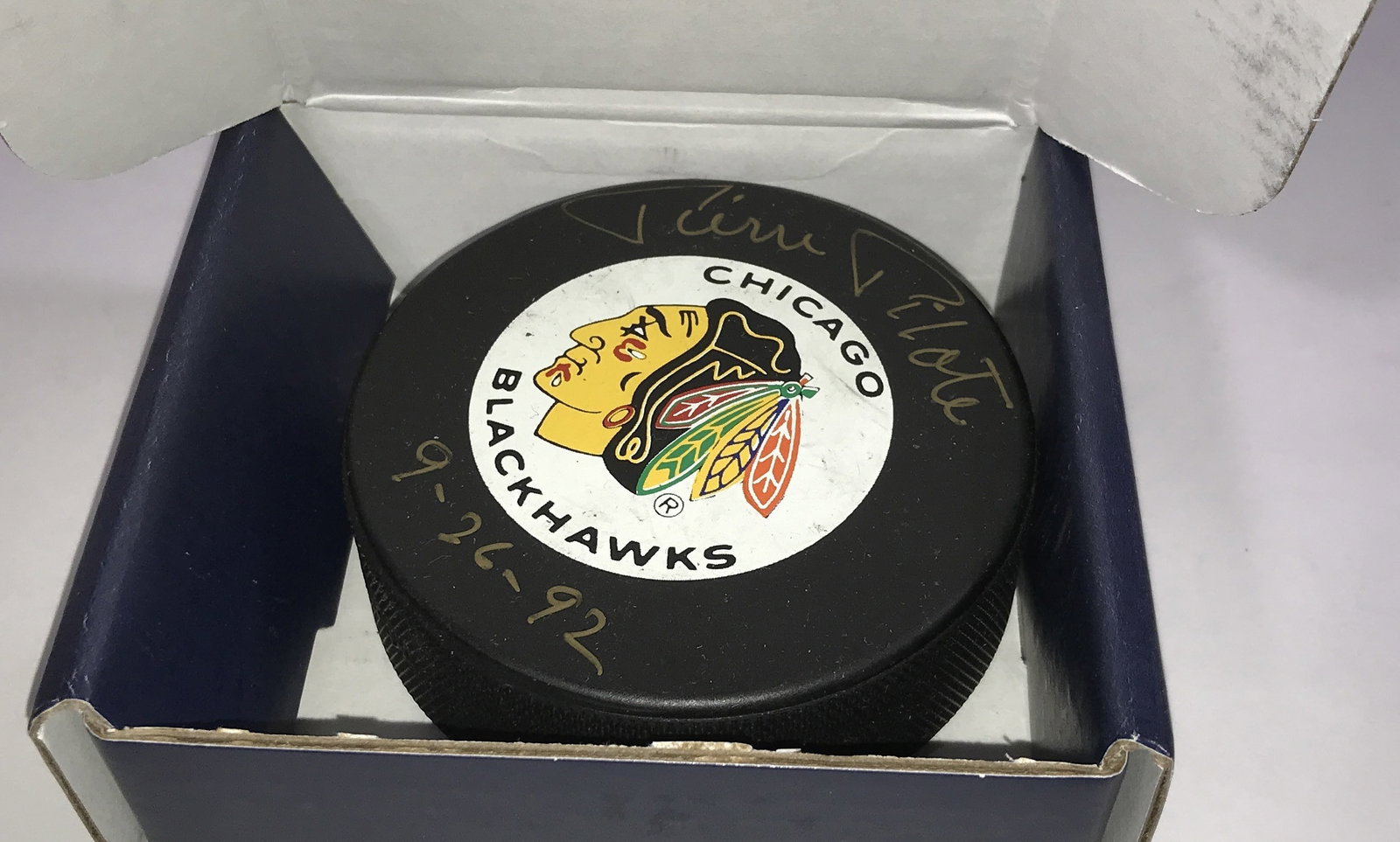 Pierre Pilote Autographed Chicago Blackhawks Puck: No COA