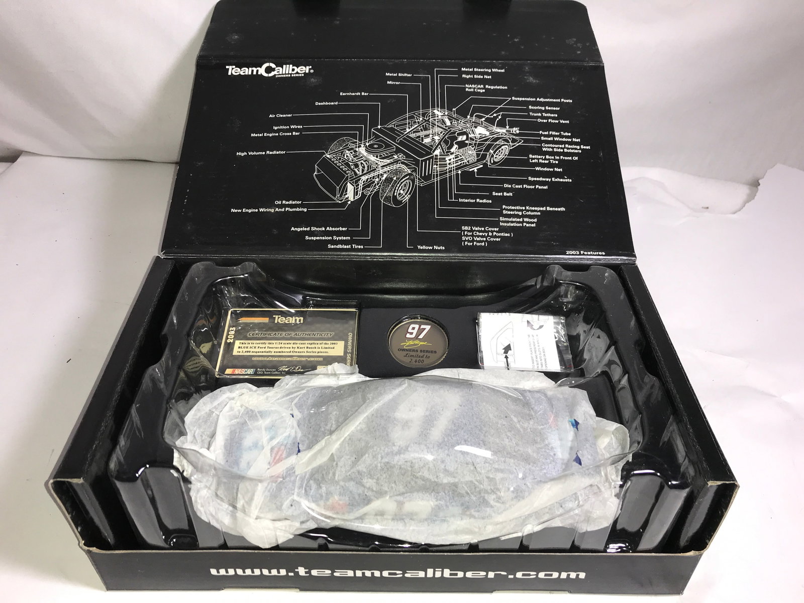 2003 Limited Edition Kurt Busch BLUE ICE: Team Caliber 1:24 scale diecast in org box