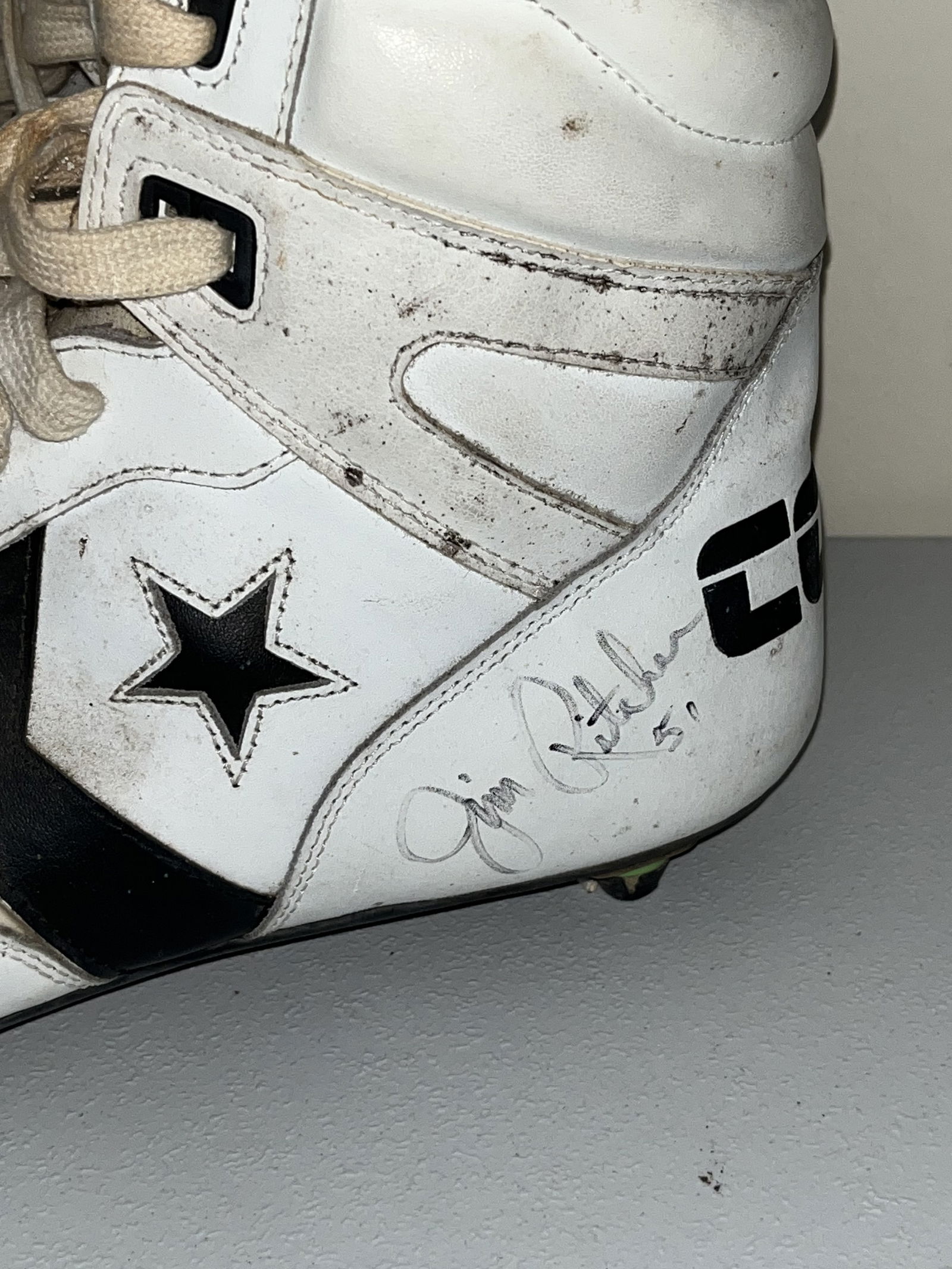 Jim Ritcher Buffalo Bills Game-Used Signed Converse CONS Cleats: This lot features a pair of vintage Converse CONS high-top football cleats attributed to Buffalo Bills offensive lineman Jim Ritcher. No third-party authentication or Letter of Authenticity is provide