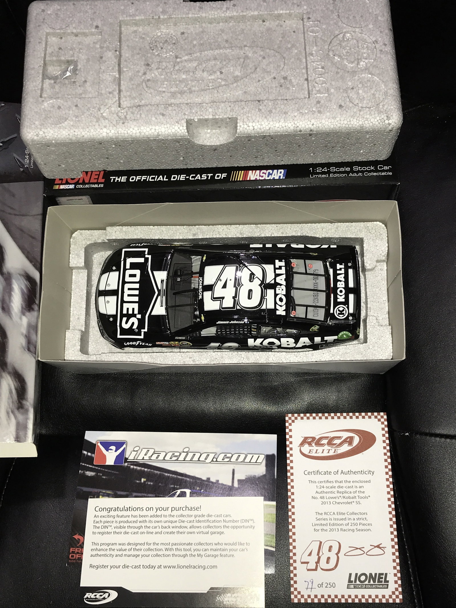 Jimmie Johnson 2013 SS RCCA Elite Limited Edition: Limited Edition 1 of 250, #48 Kobalt Tools, 1:24 die cast in original box