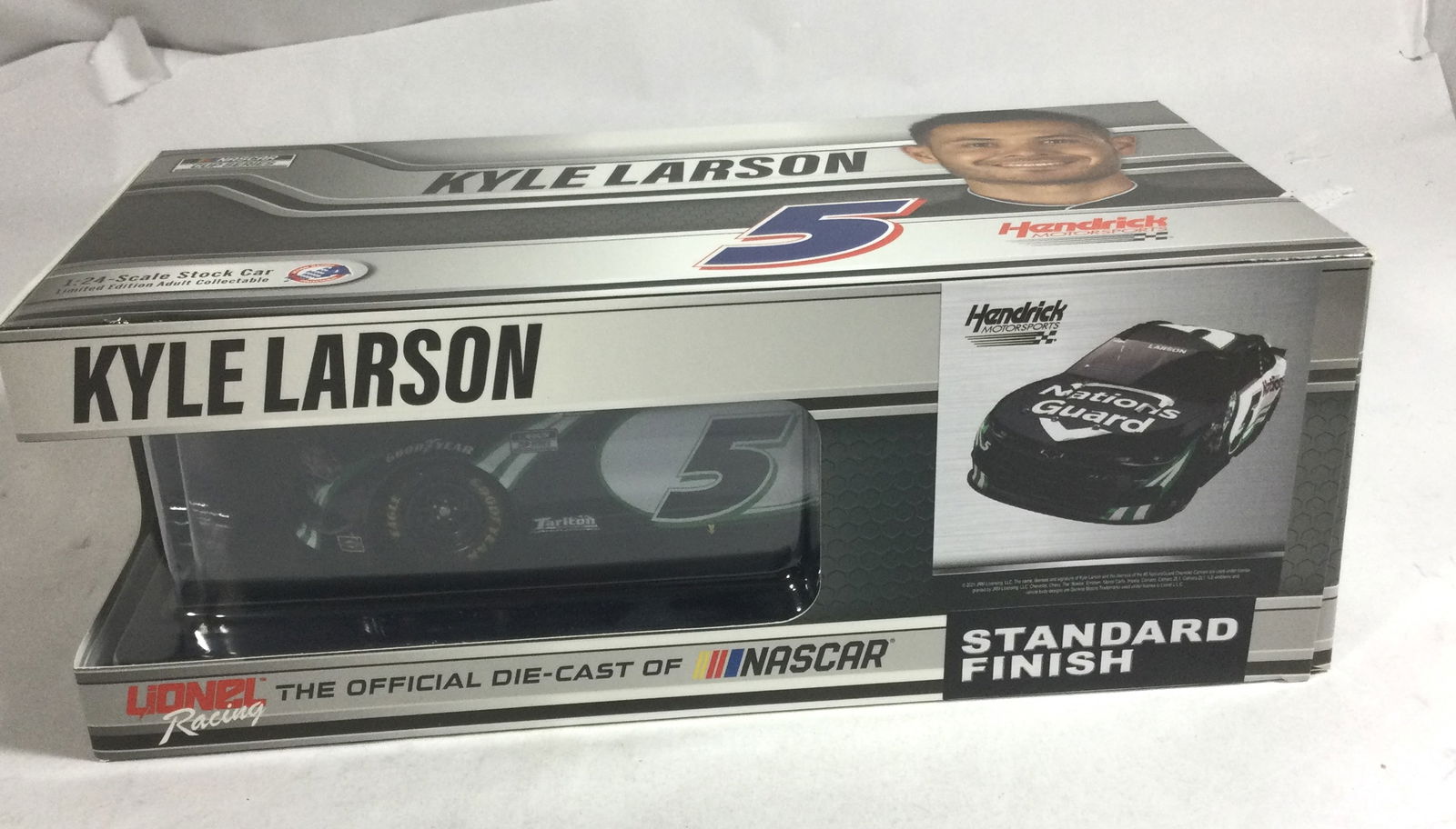 Kyle Larson Autographed 2021 Camaro ZL1 LE: Limited Edition 1 of 216, #5 Nations Guard, 1:24 die cast in original box