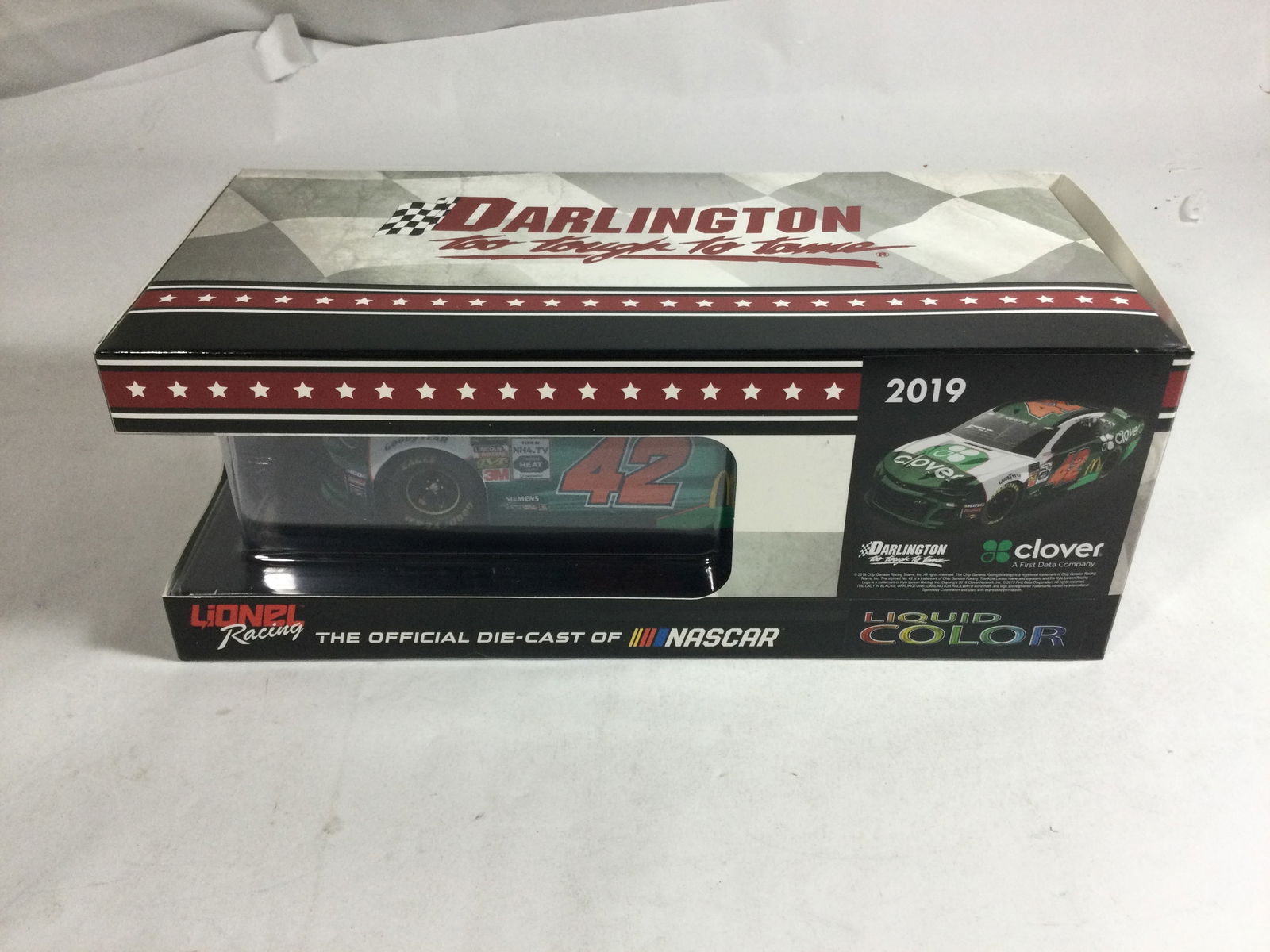 Kyle Larson Autographed Liquid Color Darlington: 2019 Camaro ZL1 #42 Clover Darlington, 1:24 die cast in original box