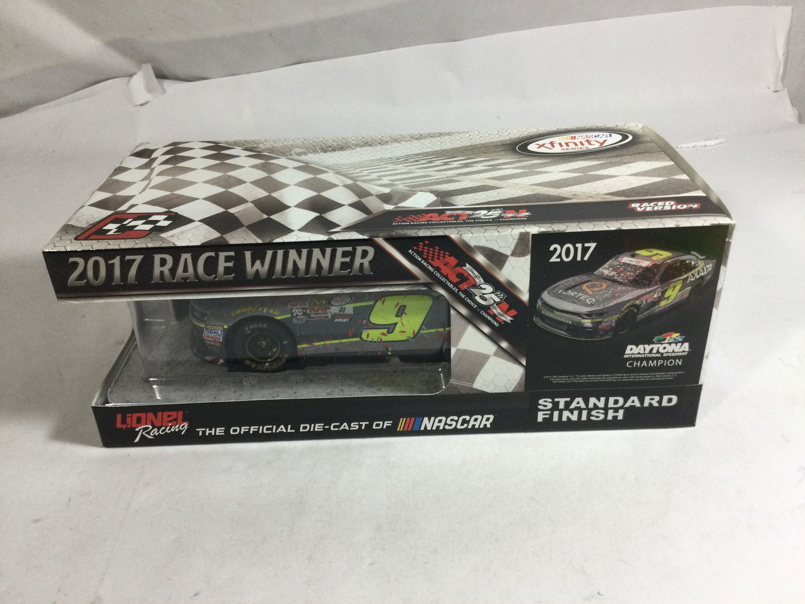 William Byron Autographed 2017 Camaro Dayton Win: Raced Version Limited Edition #9 Axalta Daytona Win, 1:24 die cast in original box