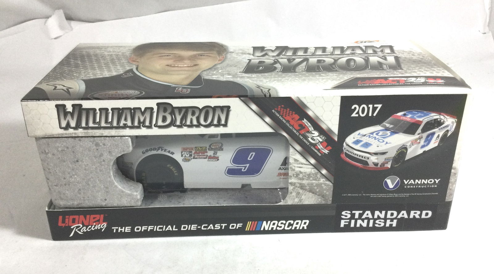 William Byron Autographed 2017 Camaro LE: Limited Edition #9 Vannoy Construction, 1:24 die cast in original box