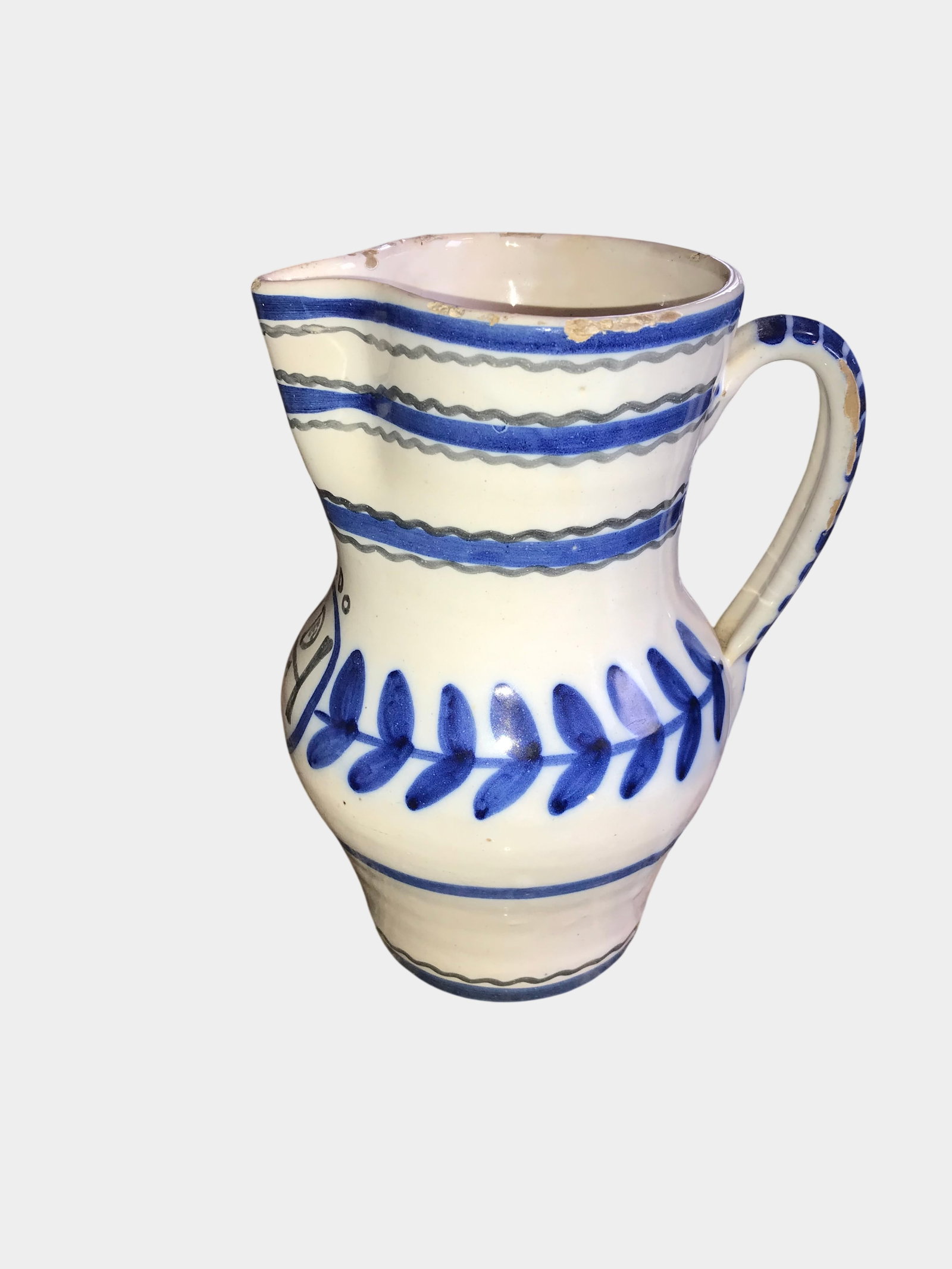 Spanish Talavera Style Blue and White Ceramic Pitcher, Toledo (1 of 6)