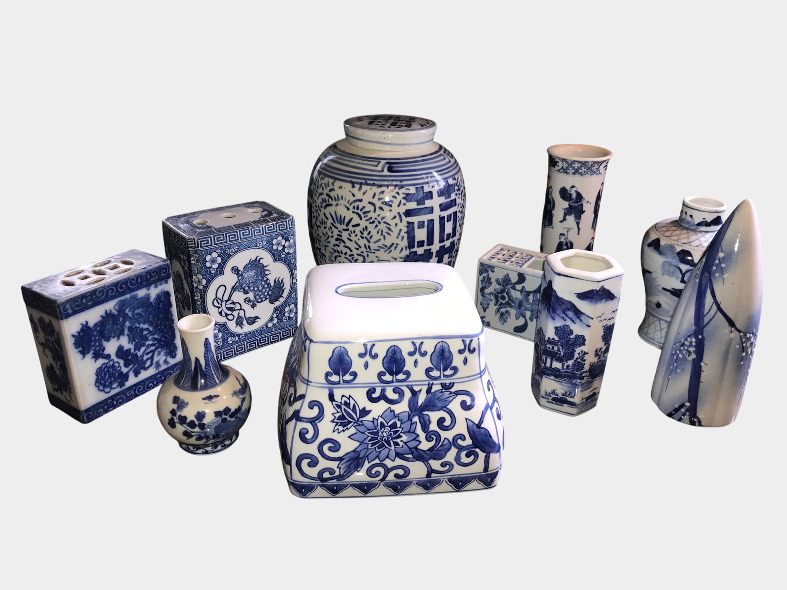 Blue and White Ceramic Decorative Items (1 of 5)