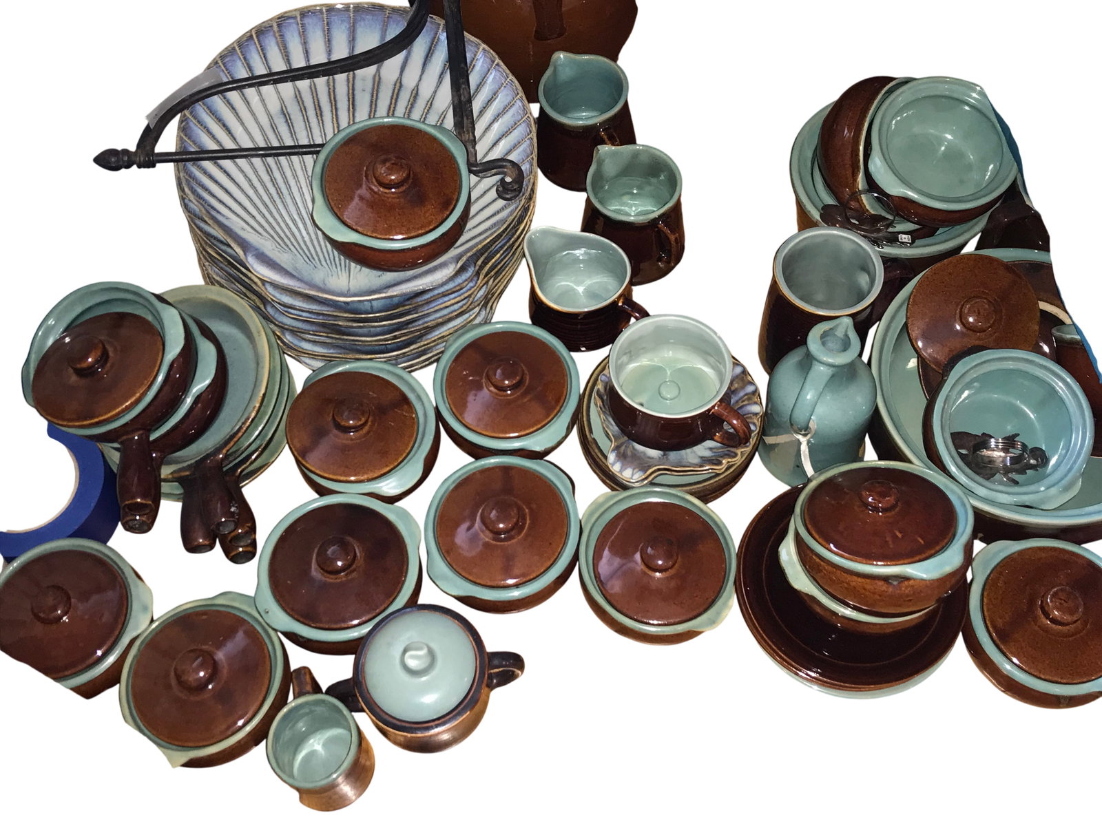 Green Pattern Stoneware Dinnerware and Serving Pieces - 10