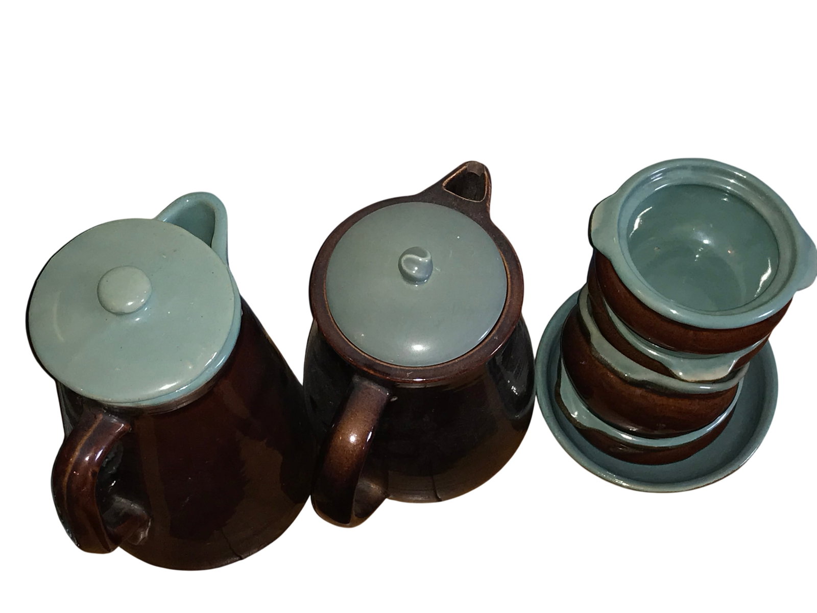 Green Pattern Stoneware Dinnerware and Serving Pieces - 6