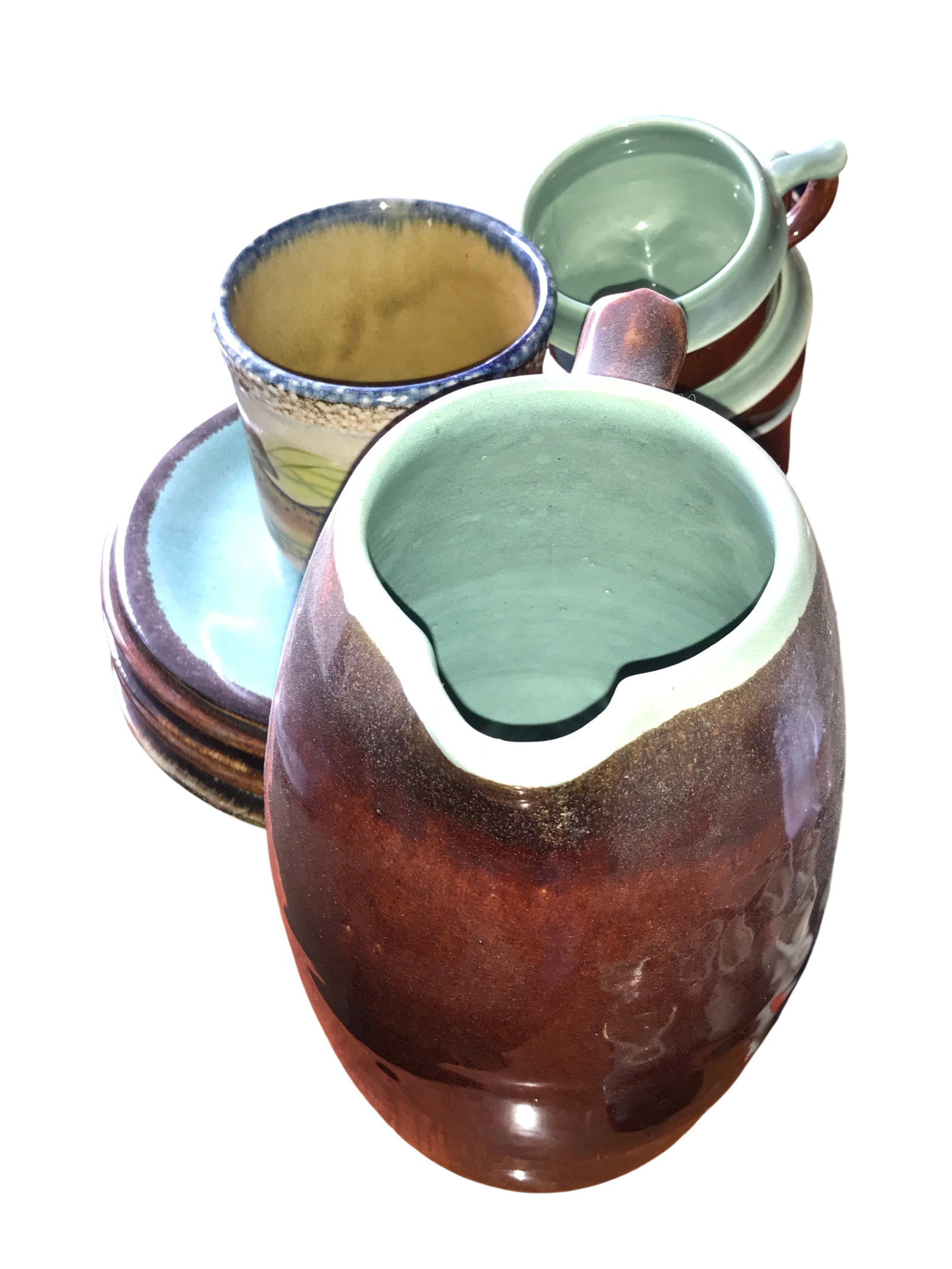 Green Pattern Stoneware Dinnerware and Serving Pieces - 9