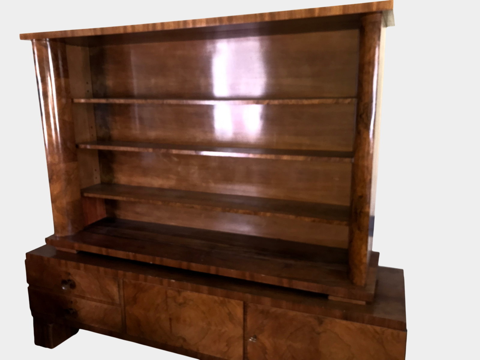 Art Deco Style Burl Wood Two-Piece Hutch and Sideboard (1 of 6)