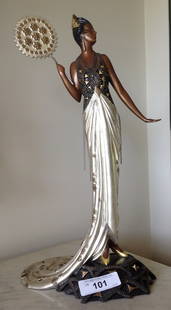 Bronze Seven Arts "Erte" 81/500 - Woman with Fan: L-10 H-19 W-8 (base)This piece is in original condition with no scratches, or bends from being dropped. Actually this piece stood on the fireplace mantle and was not touched. You will be extremely ple