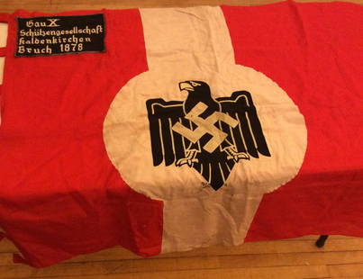 Nazi Flag 1878 w/ Flag Pole Topper: Nazi Flag 1878 w/ Flag Pole Topper