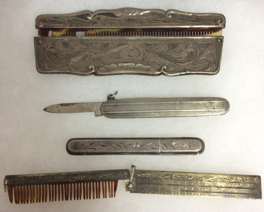 Sterling Comb, Pencil Case and Knife: needs cleaning