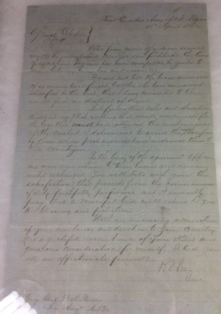 Civil War General Order #9 Signed by Robert E. Lee: N/A