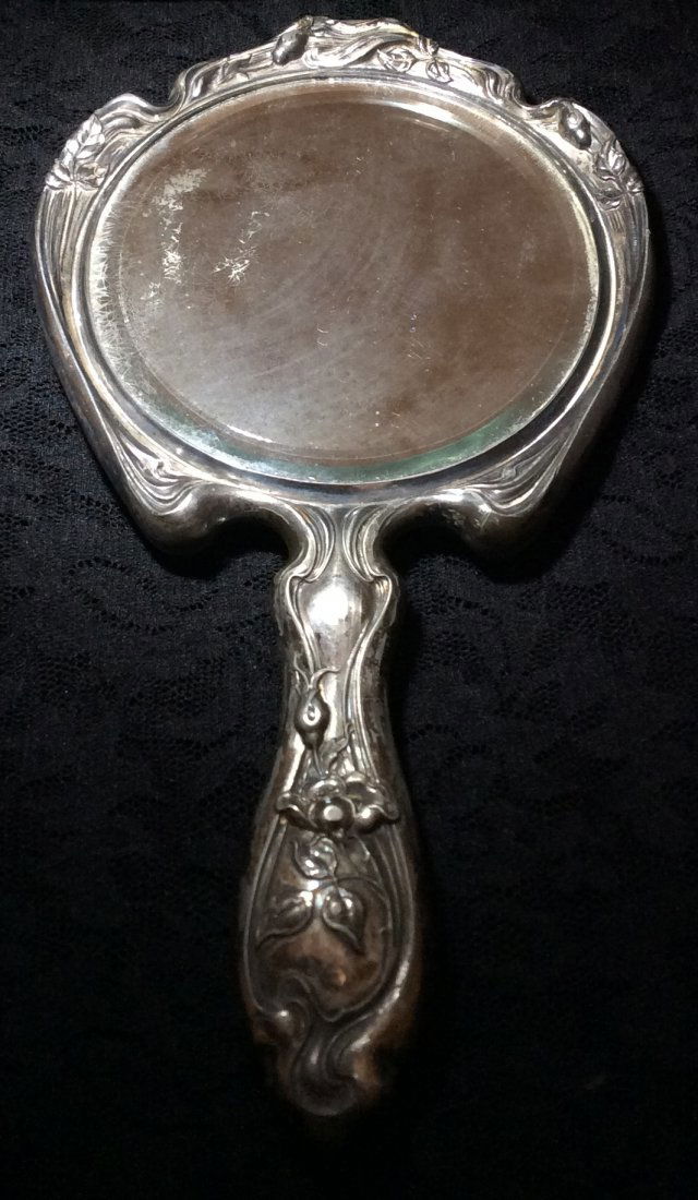 Nouveau Hand Mirror: Silver Plated