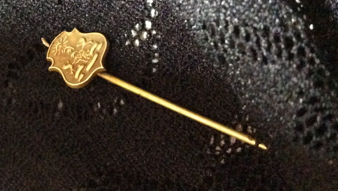 14k gold stickpin: Masonic signet CP