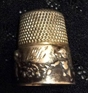 Victorian Sterling thimble: antique w/cherubs 1905 Art Nouveau Simon Brothers 41623989444