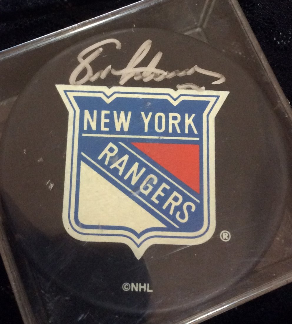 Eric Lindrois Autographed New York Rangers Puck: N/A