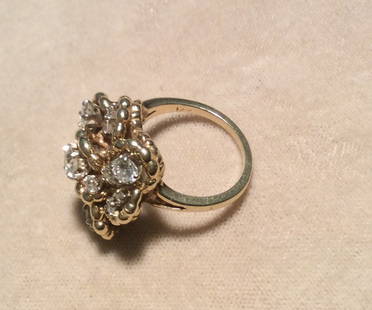 Diamond 14 kt. Cluster Ring: Size 5.5 over 1 Karat w/ Diamonds