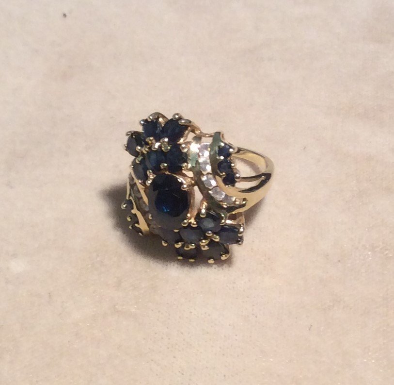 14 kt. Sapphire & Diamond Cluster Ring (1 of 7)