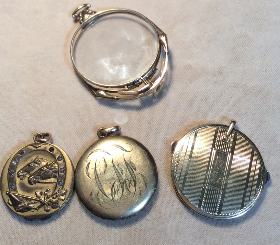 Gold Filled Lot: Glasses, Watch Fob, Locket & Horseshoe